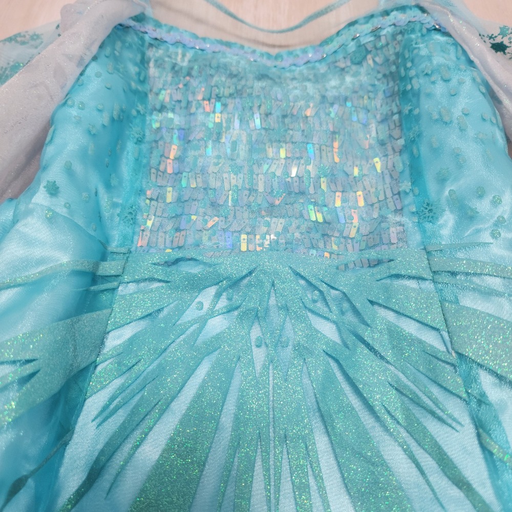 Disney Elsa Frozen Blue Sequin Glitter Costume Dress Girls Size 5/6 Princess - Picture 4 of 6